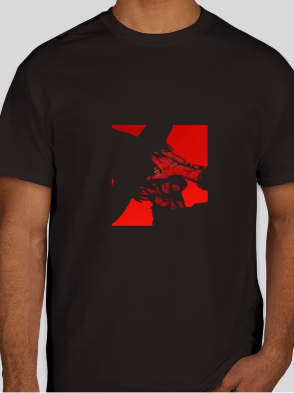 Black Short Sleeve Tee with Red Graphic